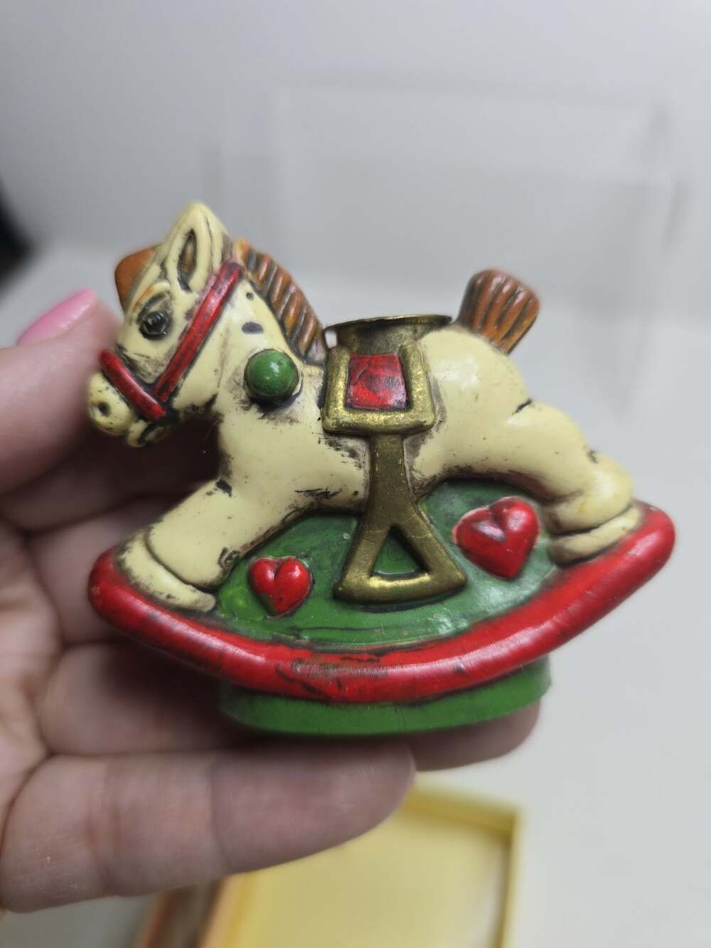 Vintage Holiday Memories Collector Ornament Rocking Horse Candle Holders Candles
